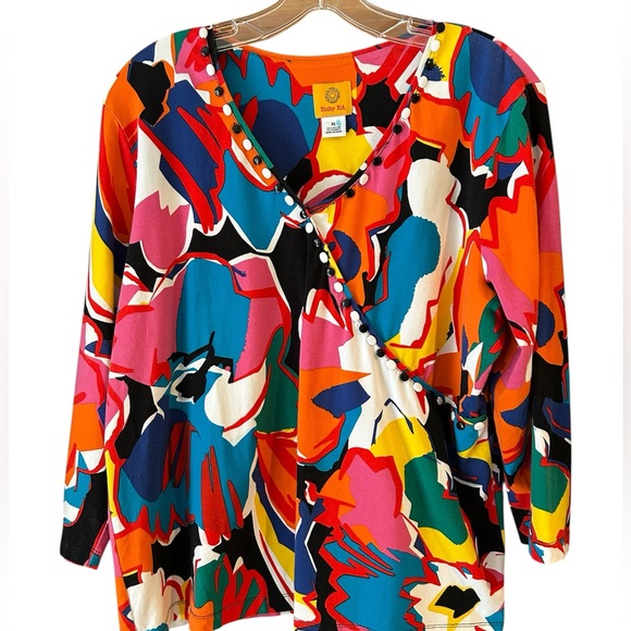 Ruby Rd. Multicolor Abstract Blouse/ 
Y2K VTG Choices Maximalist multicolor /M - Picture 1 of 9